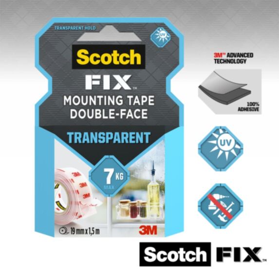Adhésif moquette double face transparent 1,5mx19mm - SCOTCH™