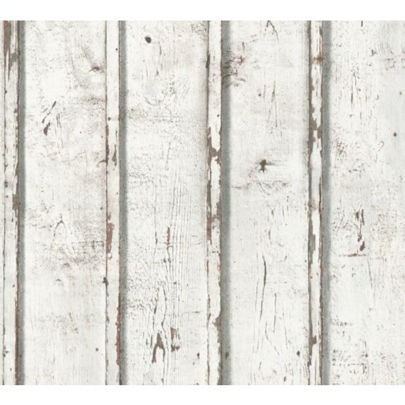 Papier peint vinyl intissé imitation mur en bois blanc