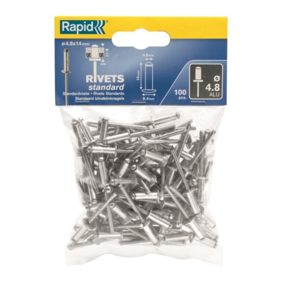 100 rivets standard alu Ø4,8 x 10 mm - RAPID