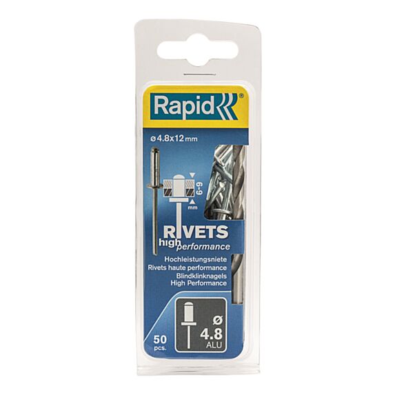 50 rivets hautes performances alu Ø4,8 x 12 mm + foret - RAPID