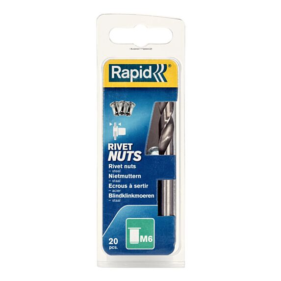 20 écrous à sertir pour vis Ø6 mm + foret - RAPID