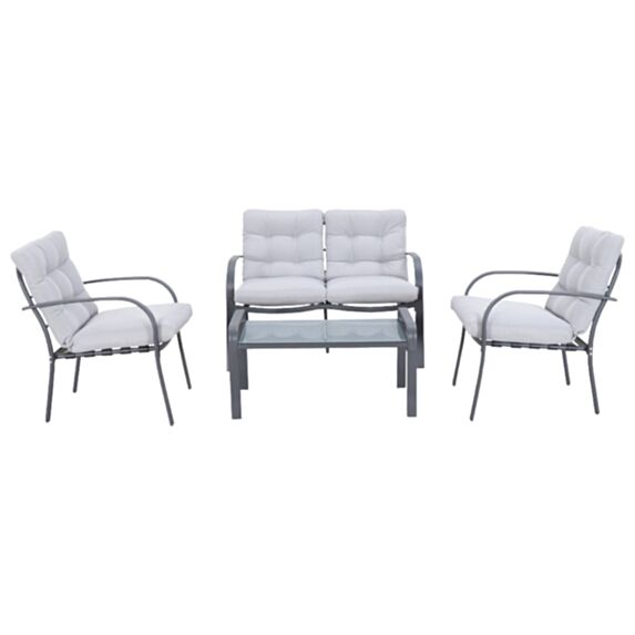 Salon de jardin bas 4 places Kary acier gris