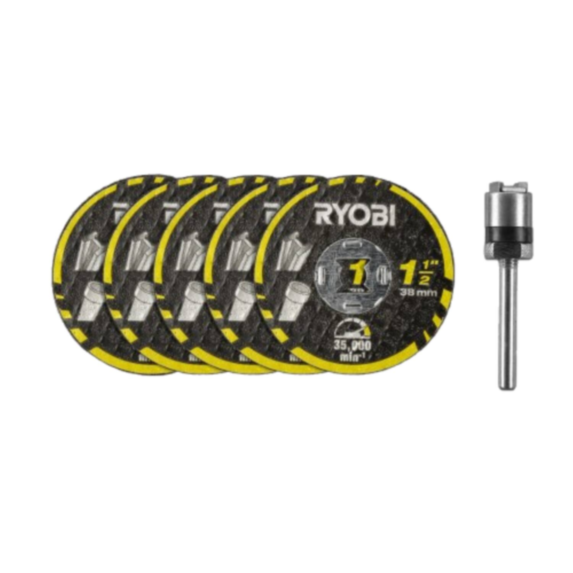 6 disques à tronçonner et un mandrin Twist Lock Access RAR301-6 - RYOBI