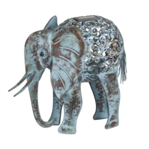 Balise LED solaire Eléphant métal 34x23,5x38cm