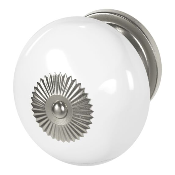 Bouton de meuble arrondi Vras blanc ⌀40mmxL.40mm - GOODHOME