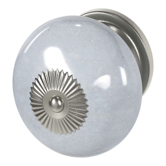 4 boutons de meuble arrondi Porcelaine Vras gris clair Ø4cm - GOODHOME
