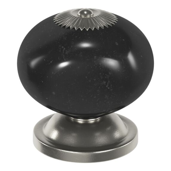 4 boutons de meuble arrondi Porcelaine Vras noir Ø4cmxP.3.8cm - GOODHOME