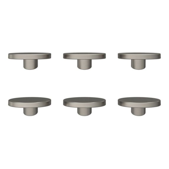 6 boutons de meuble arrondi Minzh effet nickel Ø3.5cmxH.2cm - GOODHOME
