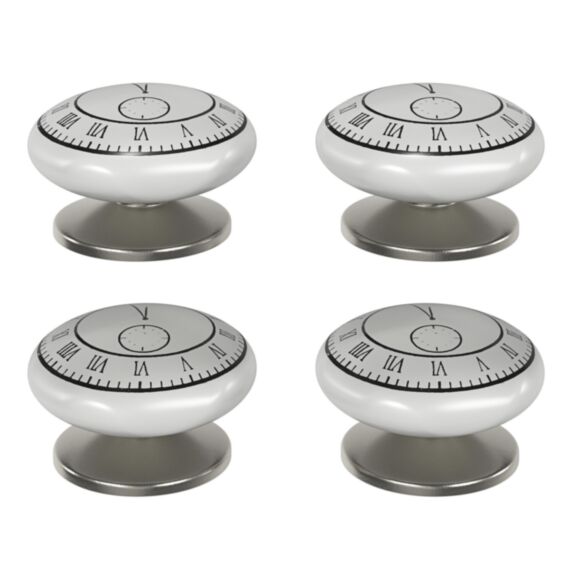 4 boutons de meuble arrondi Porcelaine Vras noir et blanc Ø4.1cmxP.2.7cm - GOODHOME