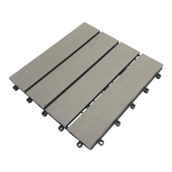 4 dalles de terrasse en composite Floro gris L.30xl.30 - KLIKSTROM