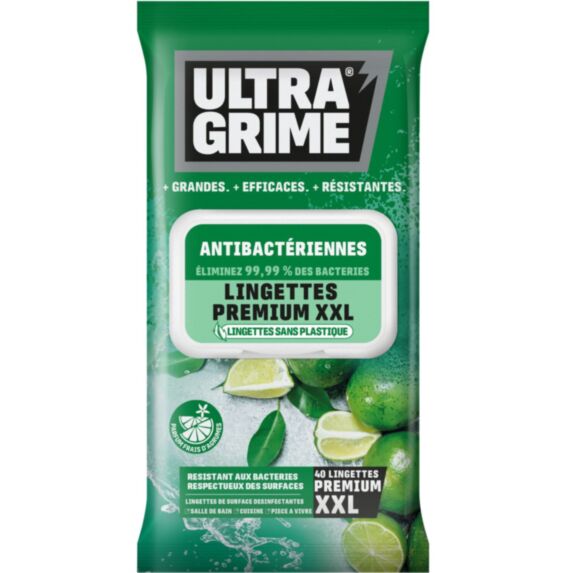 40 Lingettes Antibactériennes XXL - ULTRA GRIME
