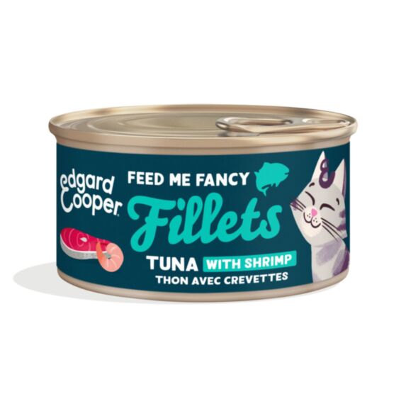 Filets de Thon avec Crevettes pour Chats 70g - EDGARD COOPER