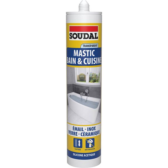 Mastic silicone bain/cuisine 290 ml transparent