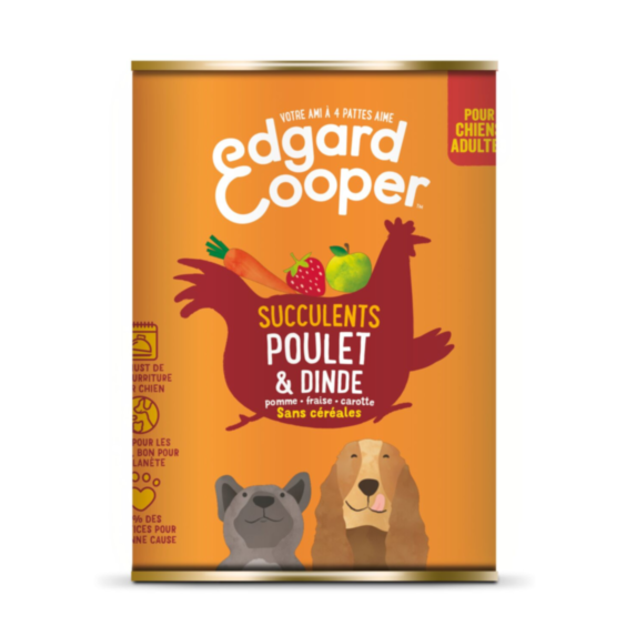 Boîte Poulet & Dinde pour chiens adultes 400g  - EDGARD COOPER