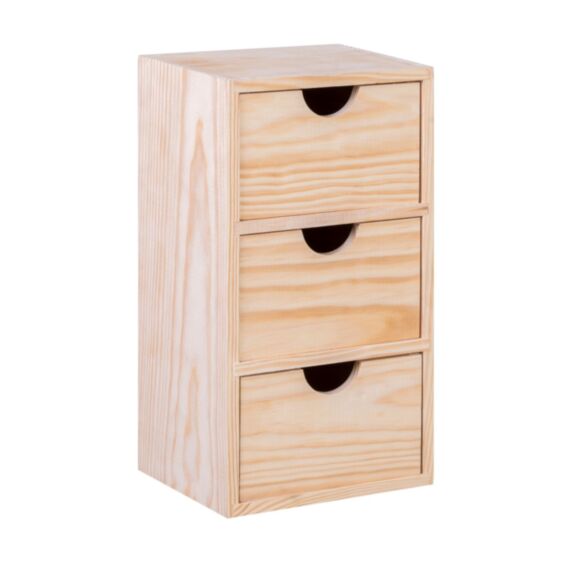 Mini-bloc 3 tiroirs Pin massif Brut L17xH,32xP14cm - LUSIMAT