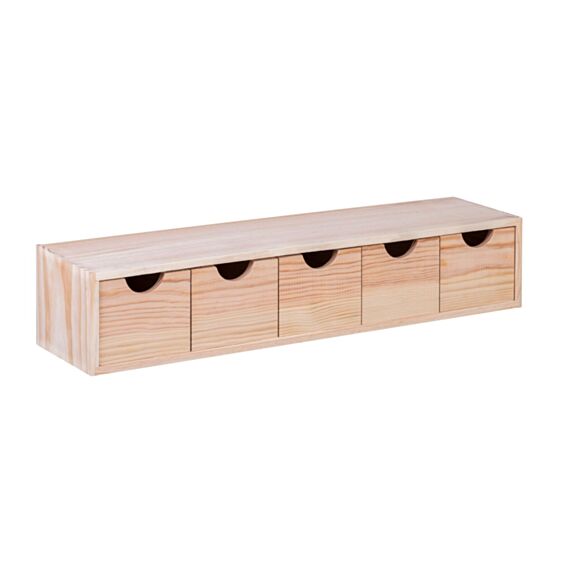Mini-bloc 5 tiroirs Pin massif Brut L57xH,11,3xP14cm - LUSIMAT