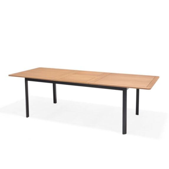 Table de jardin extensible Celina bois d'eucalyptus aluminium 180x98,9cm noir