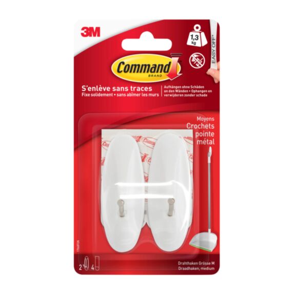 Crochet blanc plastique métal - 3M COMMAND