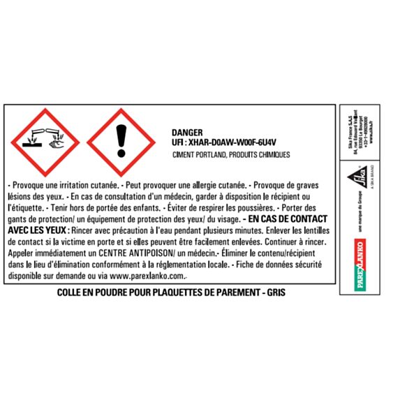 Colle poudre plaquettes de parement gris sac 25kg - PAREXLANKO