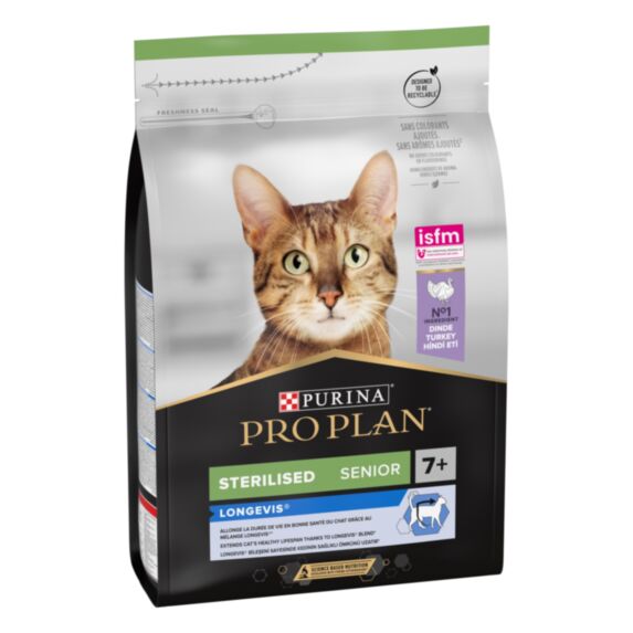 Croquettes Chat Stérilisé 7+ Longevis Riche en Dinde 3kg - PRO PLAN