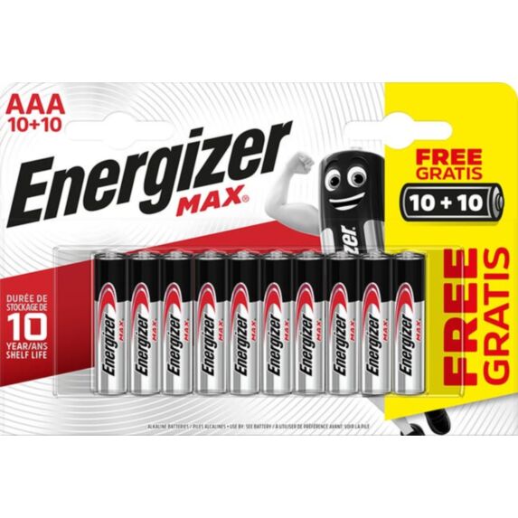 10 piles alcalines AAA/LR03 1,5V +10 gratuites