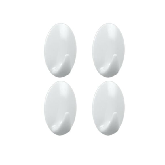 4 Crochets Adhésifs Plastique 4,2x2,6cm Blanc