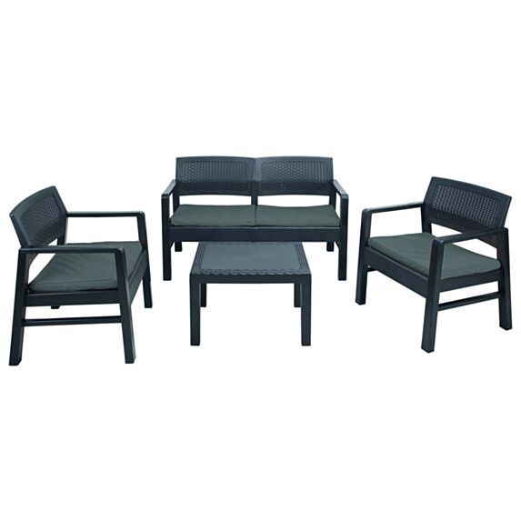 Salon bas de jardin 4 places Kilimanjaro anthracite - PROGARDEN