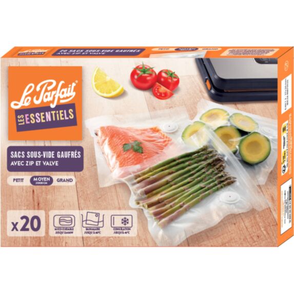 20 Sacs Zippés Avec Valve Sous-Vide 20x30cm - LE PARFAIT