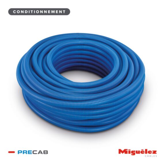 Gaine préfilée 3x1,5mm² L.100m bleu - MIGUELEZ