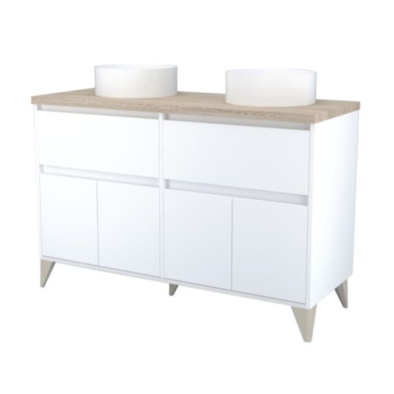 Meuble Ona L120 blanc/bois mélaminé livré en kit - ONDEE