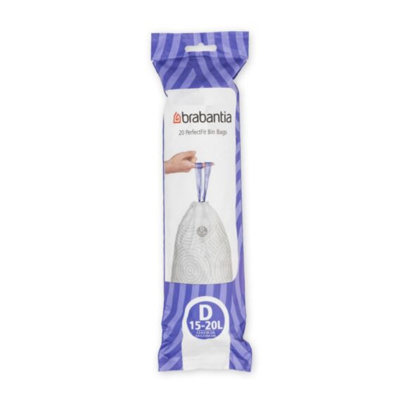 Sac poubelle PerfectFit code D 15-20 litres blanc 20 sacs - BRABANTIA