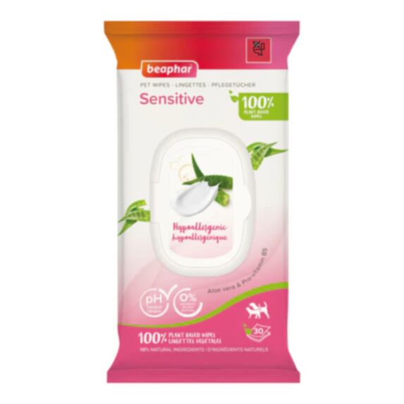 Lingettes végétales sensitive chien et chat x30 - BEAPHAR
