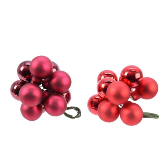 Boule de Noël grappe en verre Ø2cm rouge