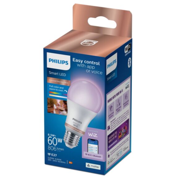 Ampoule Smart LED WIZ Standard E27 couleur 60W 16x7x7cm variable - PHILIPS