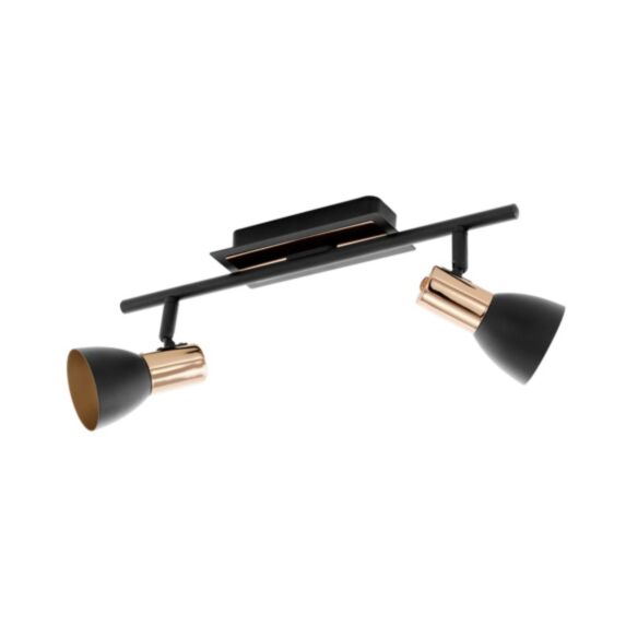 Réglette 2 lumières Barnham LED/3,3W noir/cuivre