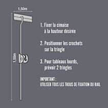 1 Rail aluminium argent - 1,50m spécial cimaise