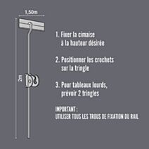 1 Tringle aluminium argent 2m spécial cimaise