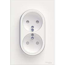 Double prise avec terre verticale Odace blanc - SCHNEIDER ELECTRIC