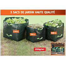 Lot de 3 sacs jardin avec poignées.