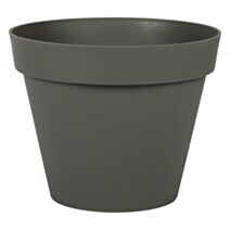 Pot rond Toscane plastique moulé Ø30cm taupe - EDA