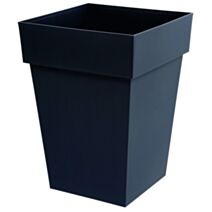 Pot mi-haut carré Toscane plastique moulé 39x39x53cm gris anthracite - EDA