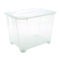 Coffre de rangement gigabox transparent avec poignée et roulettes