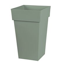 Pot Toscane carré plastique haut 39x39x65cm vert laurier - EDA