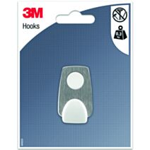 Crochet adhésif rond bi-matière argent/blanc Petit modèle - 3M