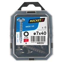 8 vis de penture Inox A2 7x40 - ROCKET