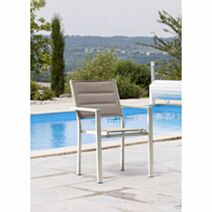 Fauteuil empilable Ibiza en aluminium gris perle 55x51x85cm - JARDILINE