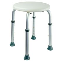 Tabouret de salle de bains réglable en alu et PE blanc - GODONNIER