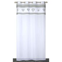 Voilage œillets étamine parement imprimé gris 140x240cm - DYLREV