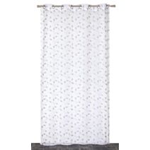Voilage œillets étamine brodée fil lurex gris 140x240cm - DYLREV
