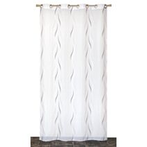 Voilage œillets étamine jacquard fils coupés gris 140x240cm - DYLREV